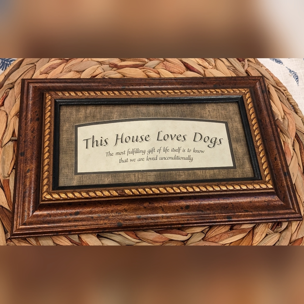 Kirkland's THIS HOUSE LOVES DOGS 12 x 8 Tortoiseshell Aged Gold Accent Frame